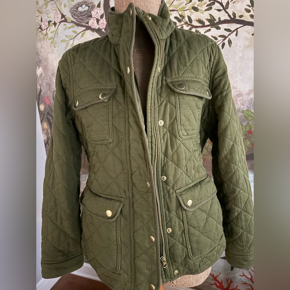 J. Crew Green Quilted Utility Jacket / Safari jacket